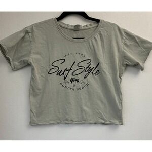 Daybreak Surf Crop Top Tee Small 100% Cotton Beach Graphic Shirt